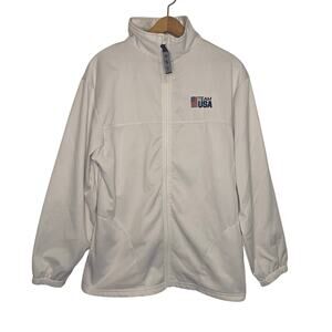 Team USA Olympic Committee White Full Zip Track Jacket Large Winter Olympics